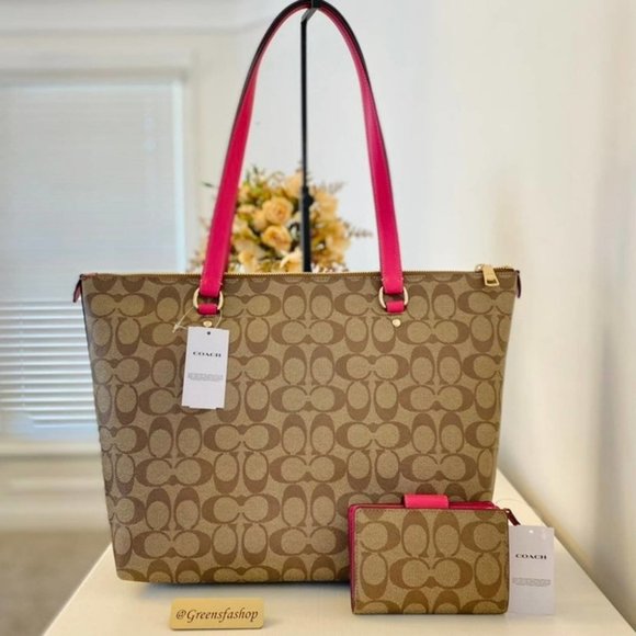 Coach Purse & wallet Gallery Tote Shoulder Bag In Signature Canvas - Picture 2 of 12